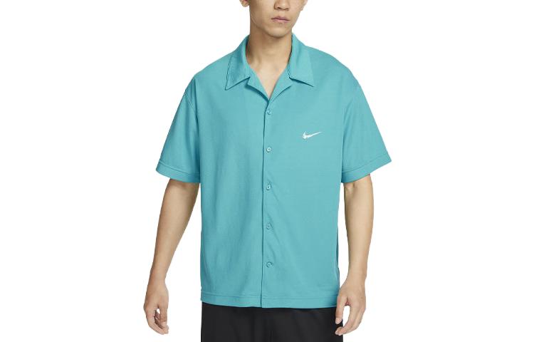 Nike Dri Fit Shirts Men s Cyan Lapel Moderate Shirt FB6985-367 XXL