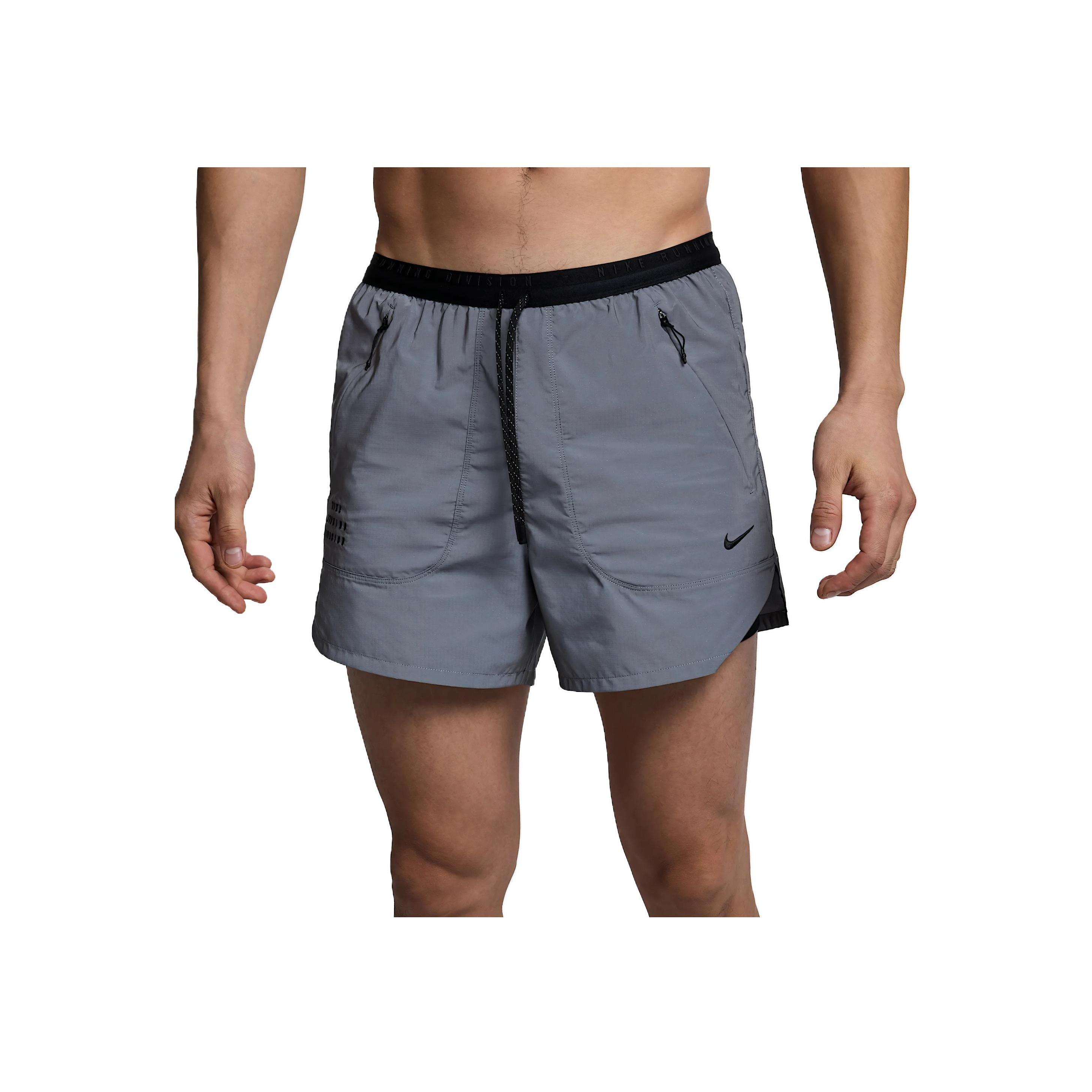 Nike Dri-FIT ADV Running Division Comfortable Soft Versatile Shorts Men Shorts Reflective-Silver Black FZ1124-035 XXL