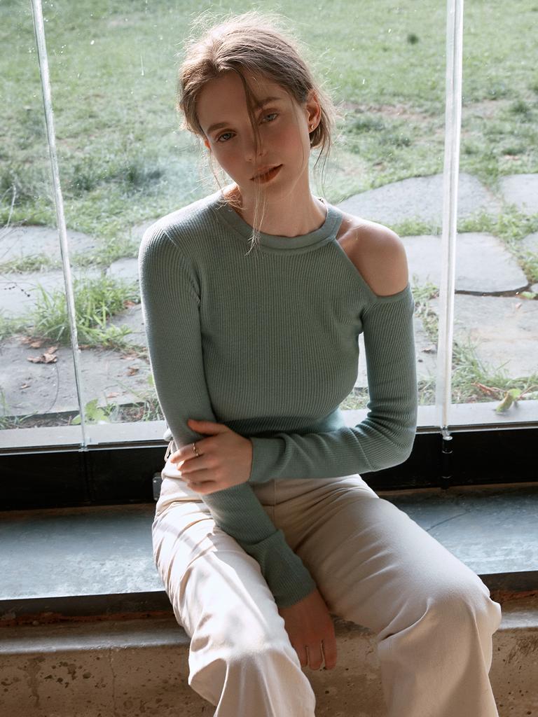 LENINA Thea Cutout Knit Top_Mint