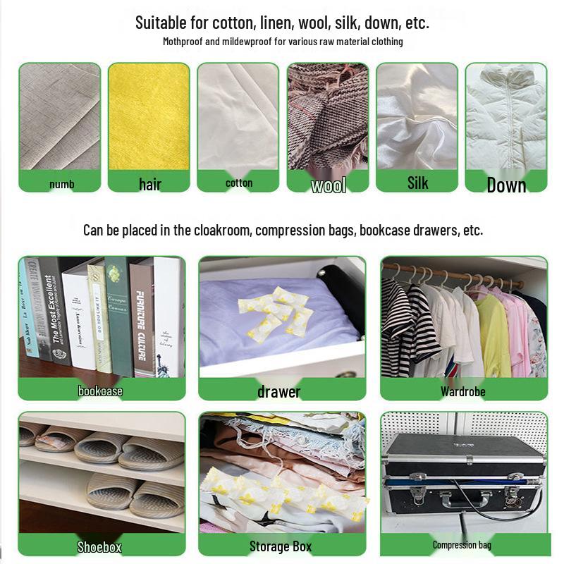 Muwuwu Jie Camphor Balls: Moisture-Proof and Deodorizing Anti-Moth and Anti-Mold Sachets for Wardrobe and Household Clothes.