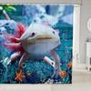 Süßer Axolotl-Duschvorhang, Kawaii-Cartoon-Salamander-Badezimmervorhang mit Haken, Wasserdichte Duschvorhänge für Badewannen-Dekor