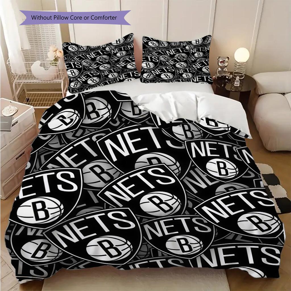 Brooklyn Nets Basketball Spirit Bedding(1 * duvet cover + 2 * pillowcase, without core)Duvet cover and pillowcase Christmas birthday gift Bedding set