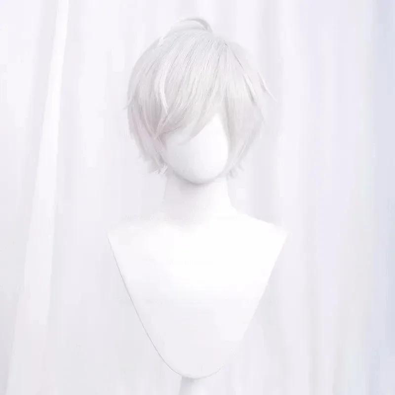 Synthetic Short Straight Cosplay Wig White Green Purple Brown Black Blue Gray Orange Red Fluffy Heat Resistant Hair Anime Wigs