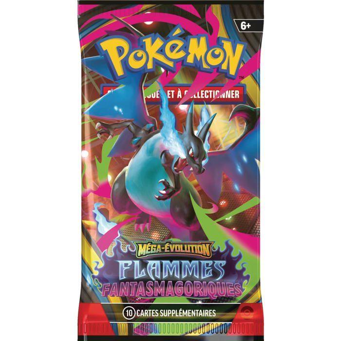 Blister de 3 boosters - POKEMON - Méga-Évolution – Flammes Fantasmagoriques - 1 carte promo brillante - Couleur bleu - Dès 3 ans