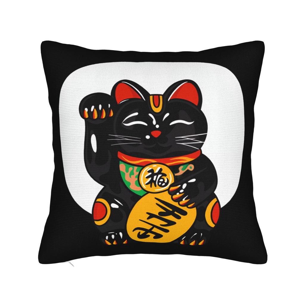 Lucky Cat Maneki Neko Pillow Case Novelty Pillow Cover Soft Pillowcases For Chair Sofa Home Decor