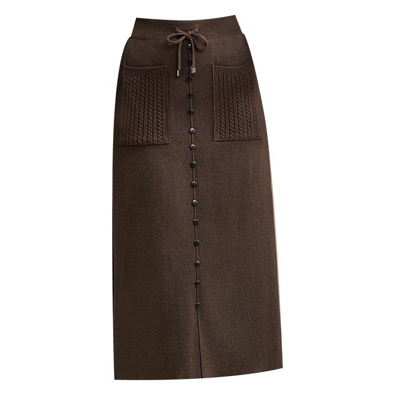 Women's Slimming Wool Knit Midi Skirt: A-Line, Hip-Hugging Winter Fashion 2025