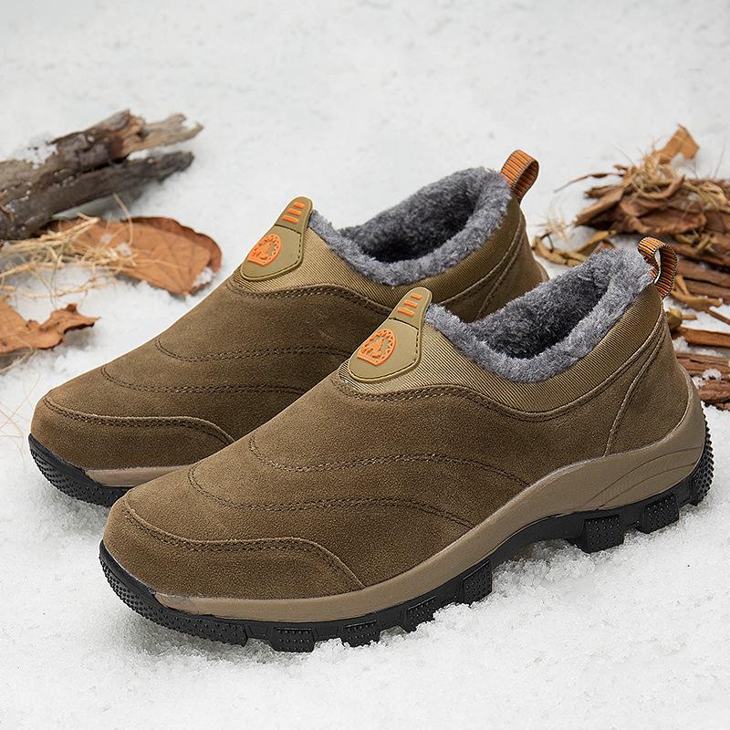 

Autumn and winter velvet soft-soled cotton shoes cover feet walking shoes warm snow boots thickened large size 46 хакі