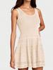 Women's Summer Tank Mini Dress Crew Neck Crochet Hem Flowy Knit Dress