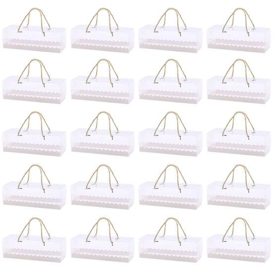 20Pcs Cake Boxes Handheld Easy To Assemble Portable Visible Waterproof Oilproof PET Transparent Design Rectangular