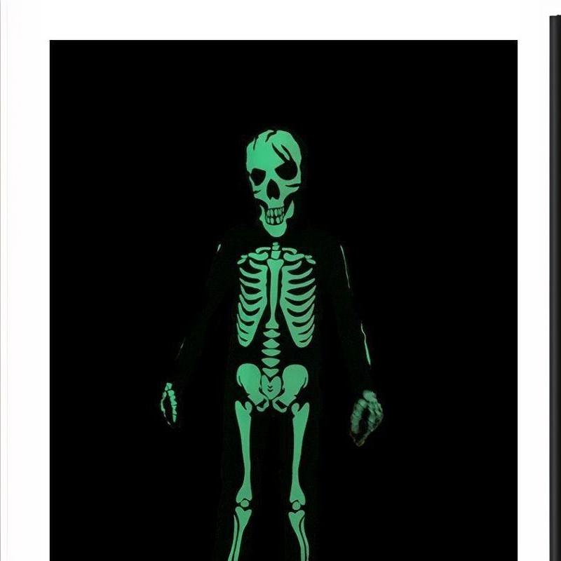 Kids Halloween Skeleton Costume For Boys And Girls Glow In The Dark Skeleton Jumpsuit Stage Performance Bodysuit Costumes
