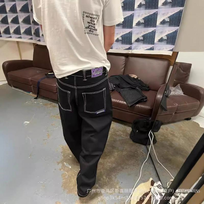 Mens Slim Fit Denim Jeans With Sun Roll Embroidery Casual Straight Leg Pants Teenagers Wear