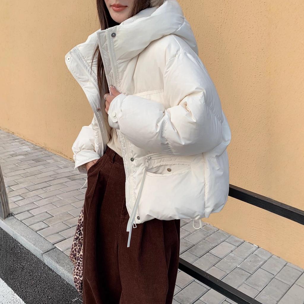 Winter new white duck down jacket women's bread jacket small loose short versatile thickened coat trendy