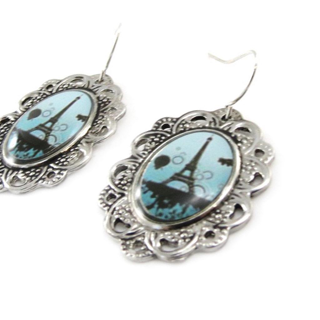 Les Trésors De Lily [J1241] - Blue 'Eiffel Tower' Designer Earrings