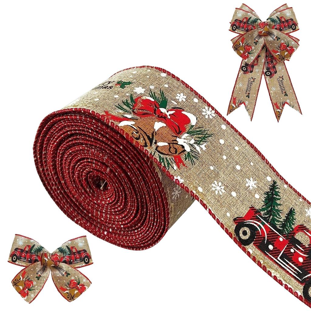 Christmas Imitation Linen Elk Bell Webbing DIY Christmas Tree Decoration Creative Truck Ribbon