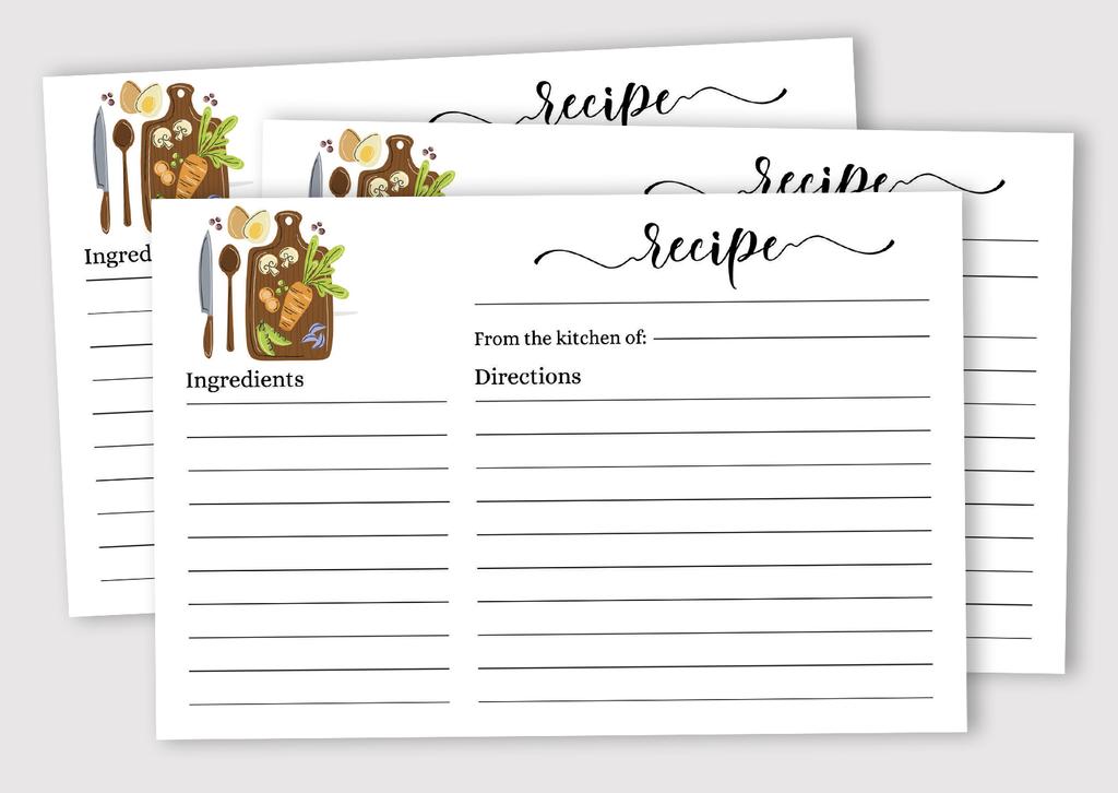 Inkdotpot Recipe Card 6x4 Inch Single-Sided Recipe Design Cards White Floral Kitchen Cards Wedding-Bridal Shower-Baby Shower- Pack of
