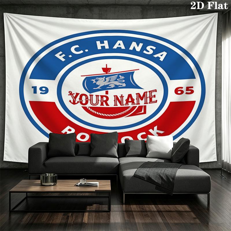 Fc Hansa Rostock Custom Name Wall Tapestry Aesthetic Wall Hanging Printed Fabric Blanket Decorative Tapestries for Bedroom Living Room Home Decor