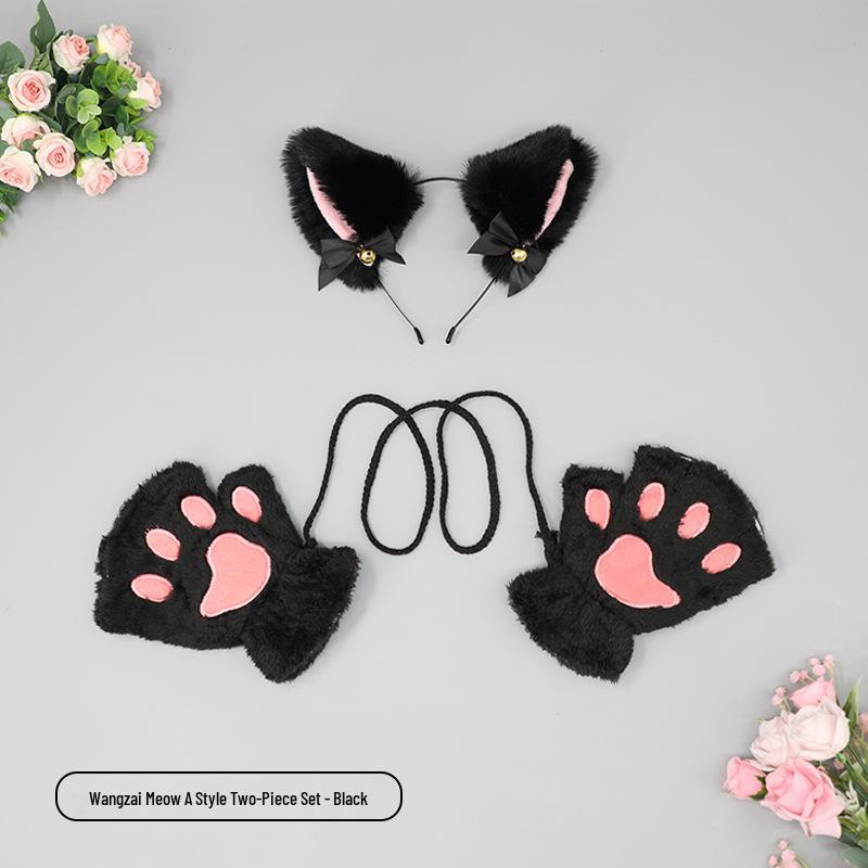 Cute Kitten Cosplay Set: Cat Ears Headband, Paw Gloves & Tail Accessory
