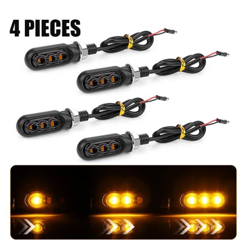 Motorcycle Mini LED Turn Signal Lights Amber Flowing Directional Signal Lamp Intermitentes Moto For Kawasaki Yamaha Cafe Racer