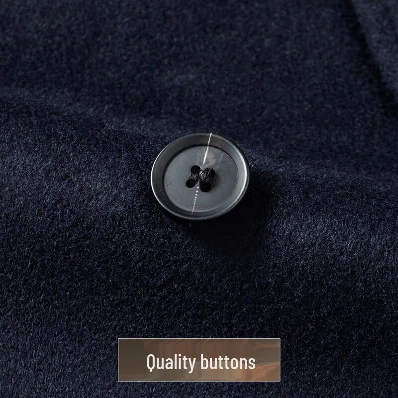 Men's Double-Breasted Wool Blend Longline Suit Collar Coat