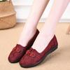 Summer new cloth shoes women's flying woven hollow breathable medium and old soft sole one pedal casual shoes