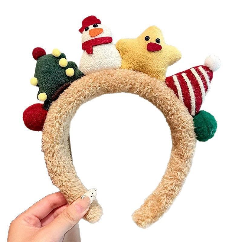 Cute Christmas headpiece candy snowman plush face wash headband Christmas cartoon headband hair accessory hair clip female