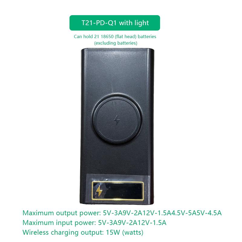 D21 21X18650 Battery Case Welding Free Power Bank Case Pd With Light 18650 Battery Charge Box Detachable Portable Diy Shell