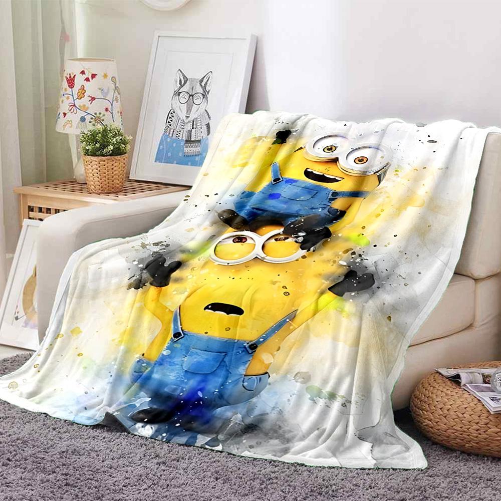 1pc Minions Friendship Flannel Throw Blanket HD Printed Lightweight Soft Warm All Season Blanket for Sofa, Bed, Travel, Camping Machine Washable
