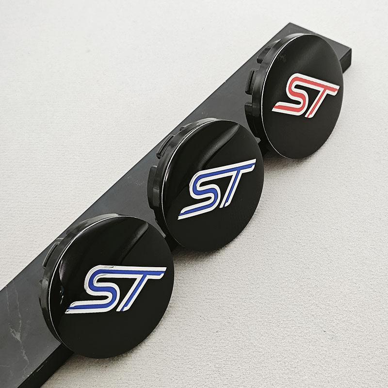 AJJ1 4Pcs 56mm ST Logo Car Wheel Center HubCaps Rims Cover Badge Emblem For Ford ST Focus Mustang Fusion Taurus Mondeo Accessories