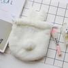 Cute Plush Bunny Ear Drawstring Cosmetic Bag, Portable Makeup Pouch for Travel