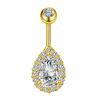 Colorful Zircon Navel Ring Stainless Steel Body Piercing Jewelry Vintage Belly Button Ring  Women