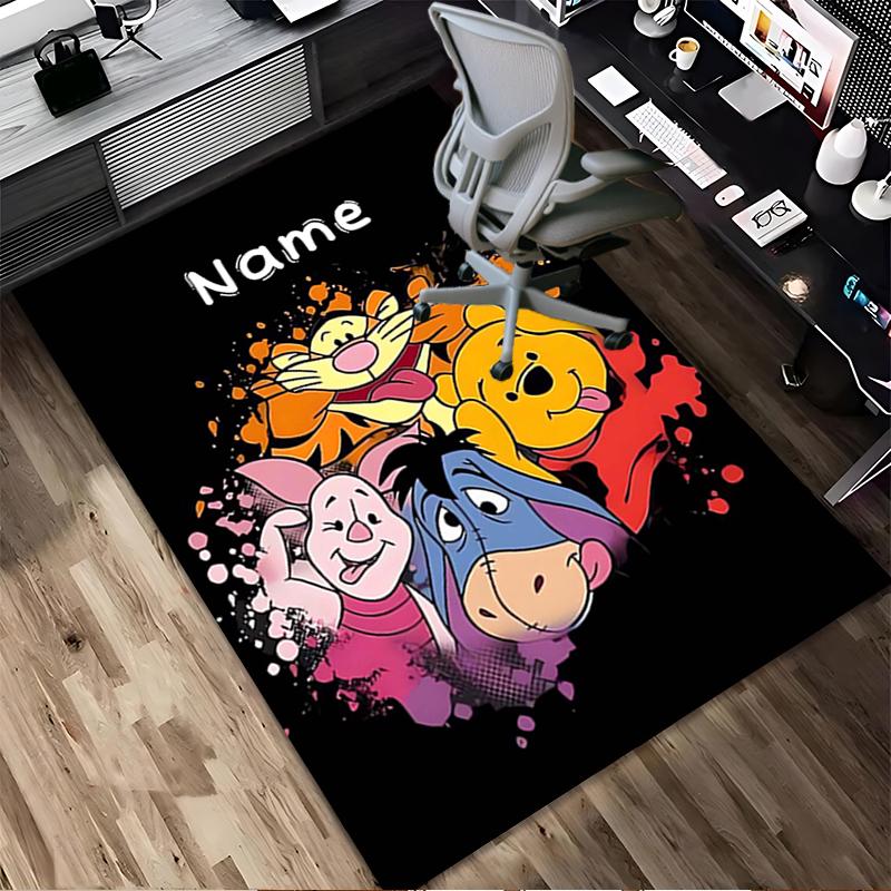 Custom Name Winnie Pooh Party Living Room Non-Slip Area Rug Soft Carpet for Bedroom Kids Playroom Sofa Office Home Decor Doormat