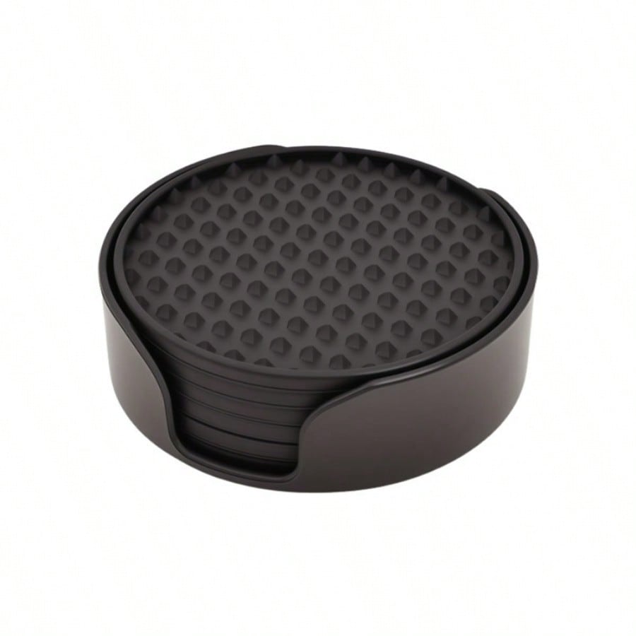 6Pcs/set Heat-resistant Coaster Silicone Anti-scalding Mat 10cm Round Silicone Coaster