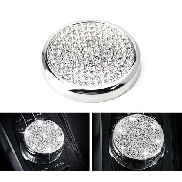 Crystal Silver Center Console iDrive Multimedia Controller Knob Cover For BMW