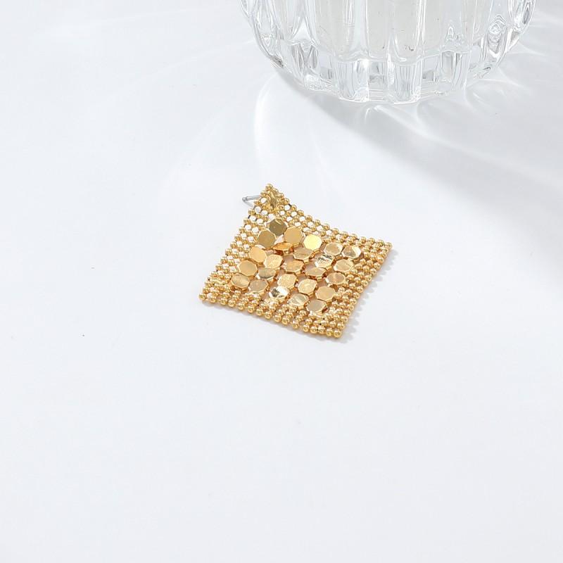 Geometric Rhombus Stud Earrings Women Zinc Alloy Gold Plated Modern Vintage Chic Lightweight Luxury Fashion Jewelry
