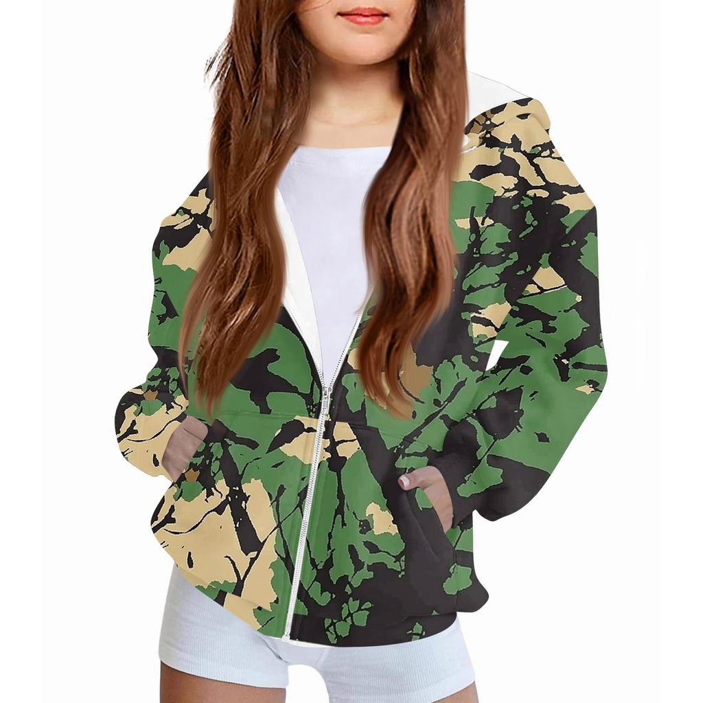 Children's Fashion Christmas Printed Long Sleeved Hooded Sweatshirt Girls' Hoodie Jacket