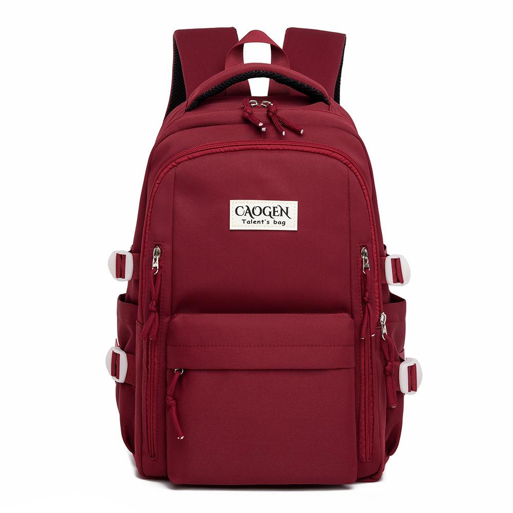 Schoolbag schoolbag high value solid color female college student travel large capacity backpack junior high school students small fresh double