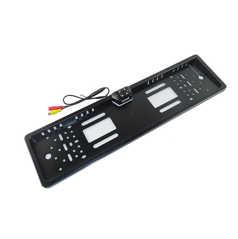 European License Plate Frame with 16 LED Lights and HD Rearview Camera