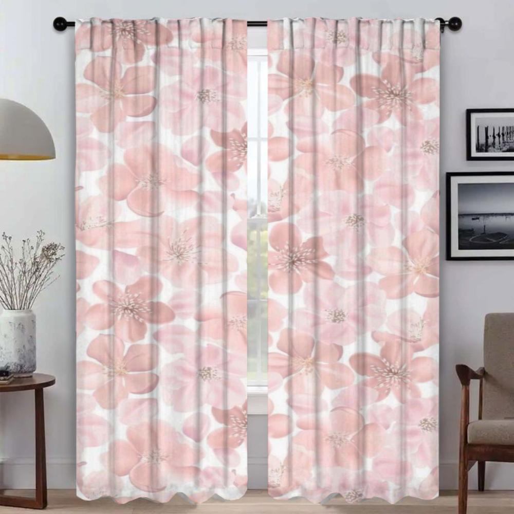 

Цветы Оконные Шторы для Комнаты 2 Панельные Шторы от Комаров Тюль для Спальни Шторы Разделитель Домашний Интерьер Шторы Гостиная W50xH70cmx2pcs-CL