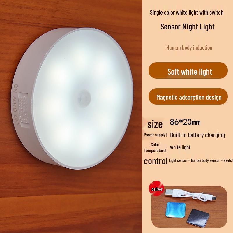 Adjustable LED Night Light with Magnetic Charging for Bedroom, Toilet, Staircase, and Desk - Eye Protection & Energy Saving