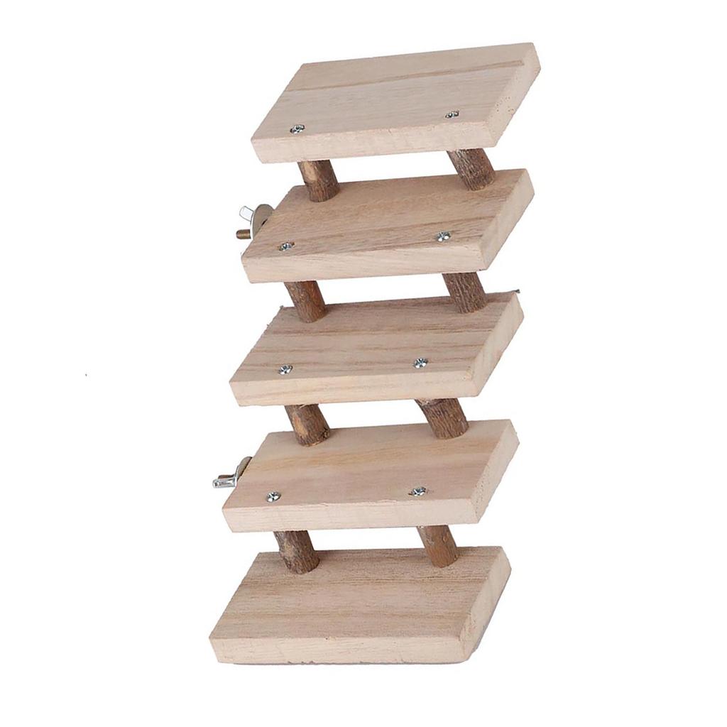 5 Layers Natural Wood Hamster Ladder Parrot Toy Climbing Stairs Pet Toys Gift Cage Accessories