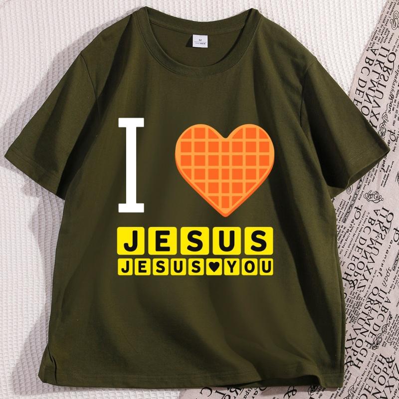 I Love Jesus T Shirt Unisex Unisex Cotton Short Sleeve Breakfast Tshirt Unisex Casual Round Neck Tshirts Oversized Streetwear
