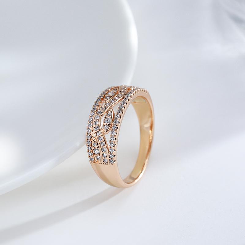 Neues Einzigartiges Design Roségold Farbe Ringe für Damen Mädchen Mode Geometrisch Natürlicher Zirkon Hohe Qualität Täglicher Schmuck