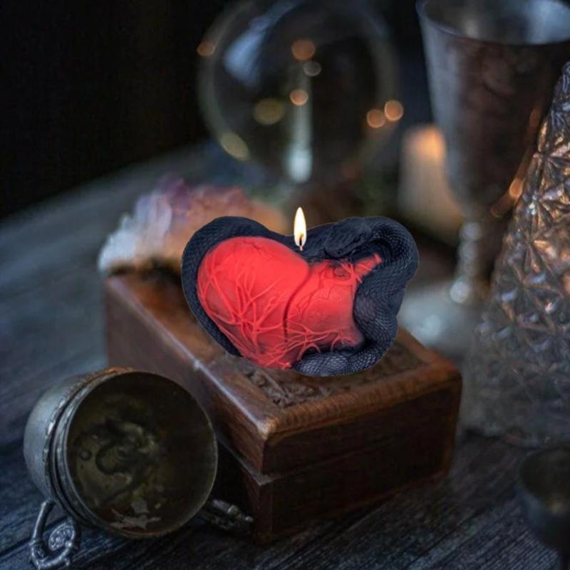 3D Snake Heart Candle Mould Silicone Molds Crafting Supplies Castings Molds Handmade Plasters Molds Easy Release