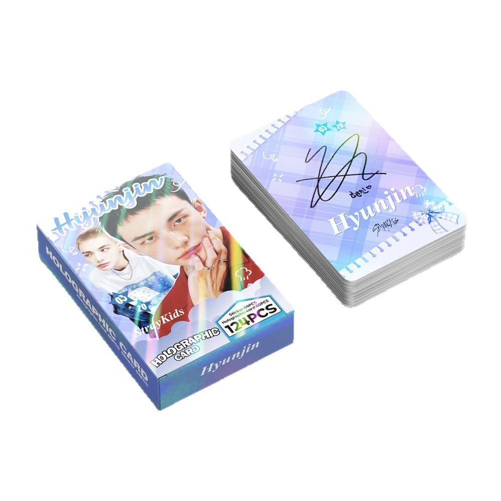 124Pcs Skzoo Laser Cards Straykids Wandering Kids Hyunjin Shiny Cards Huang Xuanchen Lomo Small Cards For Kids