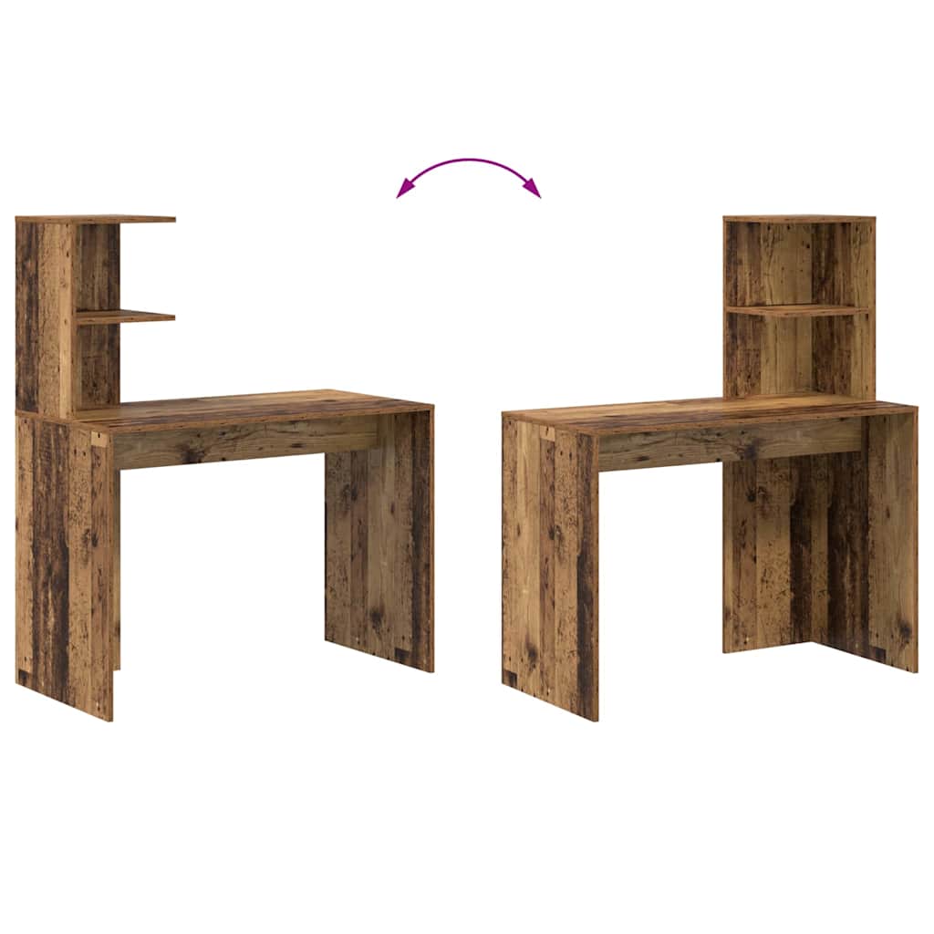 Desk with Shelf Reclaimed Wood Look 102 x 50 x 124 cm Particleboard