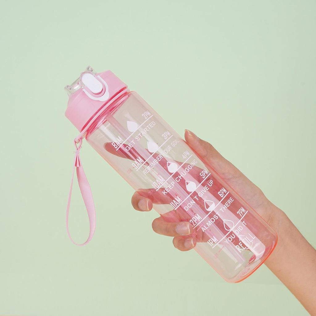 Gradient Color Large Capacity Leakproof Sports Water Bottle with Straw