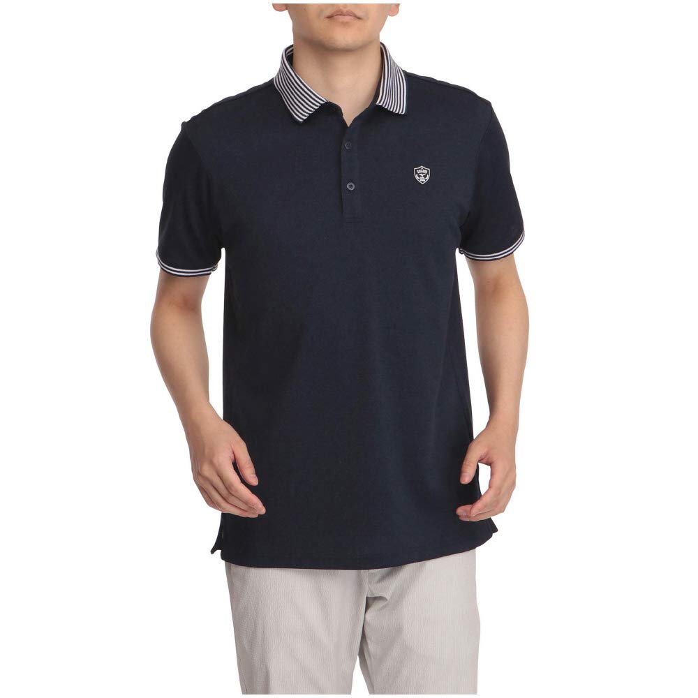Mizuno Golf Short Sleeve Deep with Polo and Fabric Men's Shirt, 52MA1007, Navy, XL, Collar, Moisture-Wicking Quick-Drying