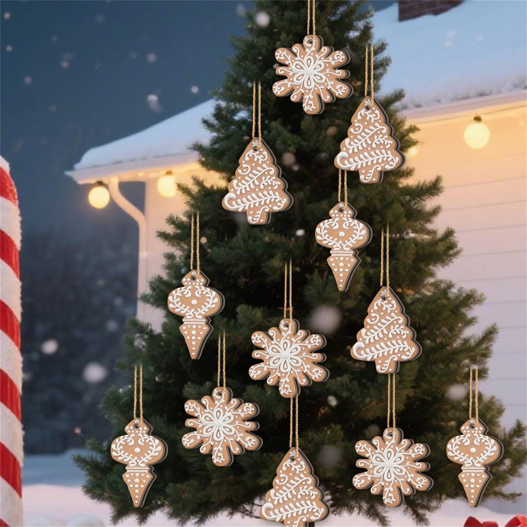 Christmas Decorations Wooden Snowflake Star Pendants Christmas Tree Wooden Pendants