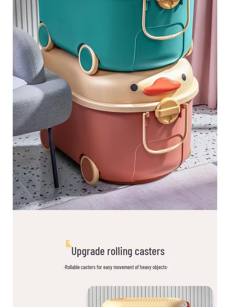 Children's Cartoon Storage Box with Wheels - Large Capacity Organizer for Toys, Clothes, and Snacks