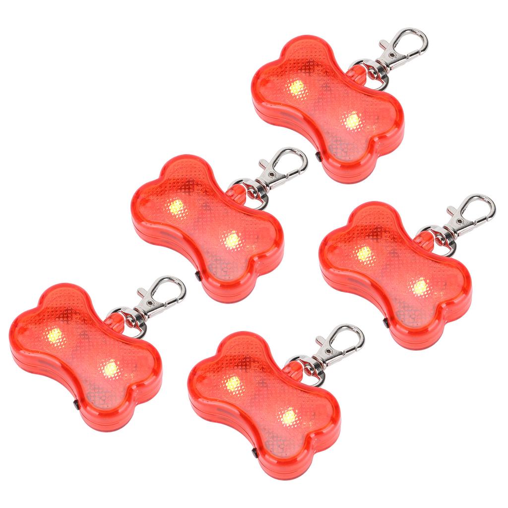 5Pcs Side Switch Bone Shape Pet Collar Light Lamp Tag Pendant Supply Waterproof Design